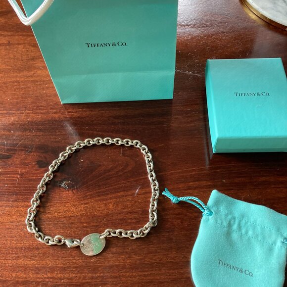 15" Please Return To Tiffany Oval Tag Choker Pendant Necklace in Sterling Silver - Picture 3 of 4